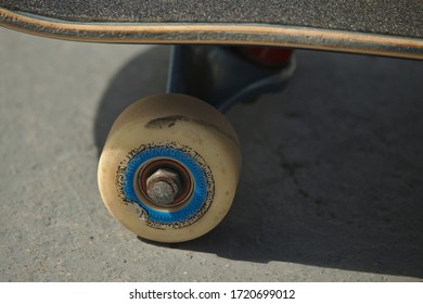 Skateboard Wheel Close Up On Concrete