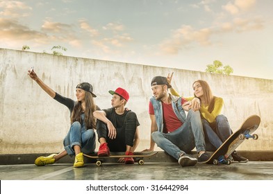 Skateboarder  Couples made selfi photo