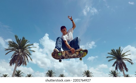 Skateboarder doing a trick in a skate park - Powered by Shutterstock