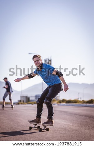 Similar – Happy man and jumping outdoors, warmup before jogging