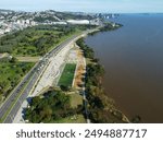 Skatepark and Football Courts in Porto Alegre: Drone Shots of Jaime Lerner Park, Brazil