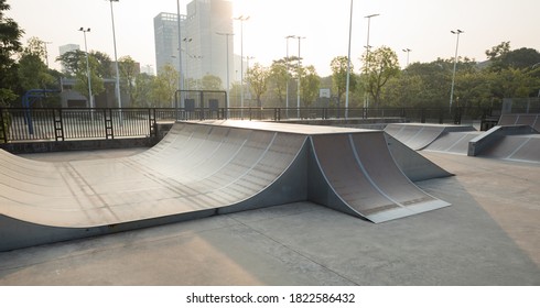 Skatepark Ramps In The Sunrise