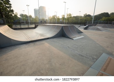 Skatepark Ramps In The Sunrise