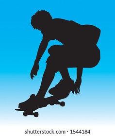 Skater Silhouette Ollieing Getting Some Air Stock Photo 1544184 ...