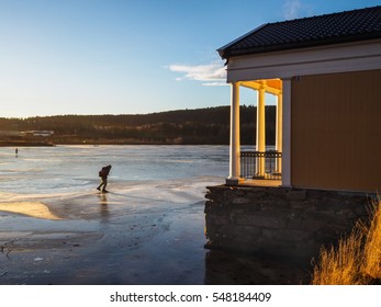 Skating on a lake