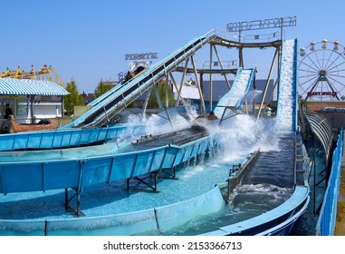 Skegness, Lincolnshire, UK 04 30 2022 Log Flume Ride Example