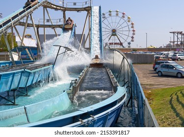 Skegness, Lincolnshire, UK 04 30 2022 Log Flume Ride Example