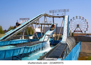 Skegness, Lincolnshire, UK 04 30 2022 Water Log Flume Ride