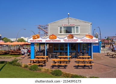 Skegness, Lincolnshire, UK 04 30 2022 Fast Food Diner Frontage