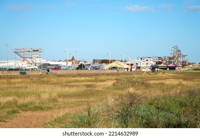 Skegness, UK 10 13 2022 Coastal Pleasure Beach Scene