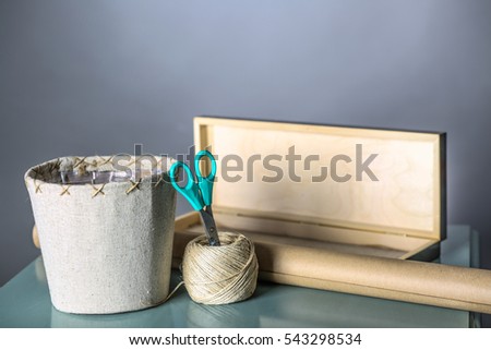 skein of thread in natural beige on the table