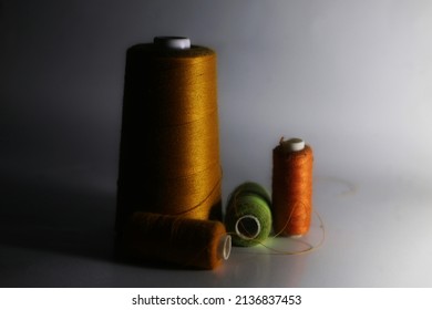 Skein Of Yarn On A White Background In Low Light