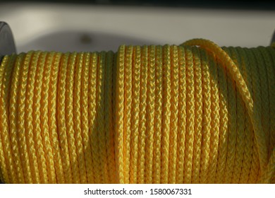 A Skein Of Yellow Climbing Rope. Yellow Strong Rope