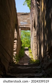 The Skeletal Remains Of The Catskills Hotel, The Overlook Mountain House, Welcomes Hikers Who Journey To The Top Of Overlook Mountain, Located Near Woodstock, New York. 