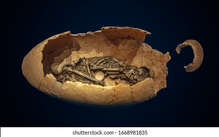 Skeleton In A Clay Vessel. Chalcolithic Burial From Byblos 4500 - 3200 BC Lebanon Beirut