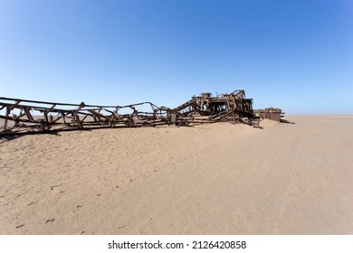 Skeleton Coast, Namibia - August 10, 2018: Old Oil Drill Rig