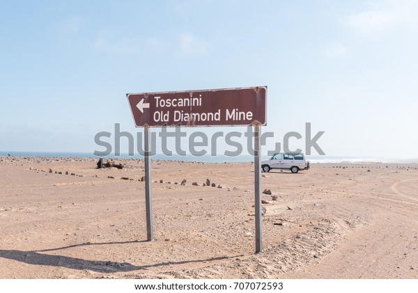 SKELETON COAST NATIONAL PARK,\
NAMIBIA - JUNE 28, 2017: Viewpoint at the old Toscanini mine\
between Henties Bay and Torra Bay in the Skeleton Coast area of\
Namibia