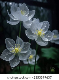 The skeleton flower (Diphylleia grayi) is a unique and intriguing plant known for its translucent petals that turn transparent when they come into contact with water. Native to certain regions of Asia