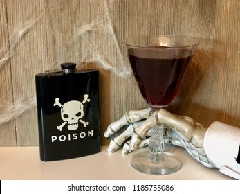 Skeleton Hand Reaching For Cocktail - Halloween Concept