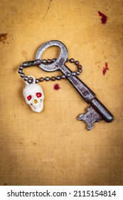 Skeleton Key With An Old Key Chain Skull