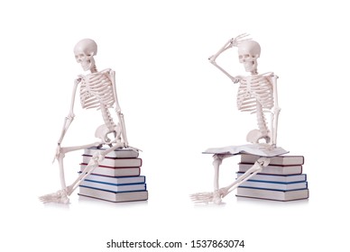 Skeleton Reading Books On White