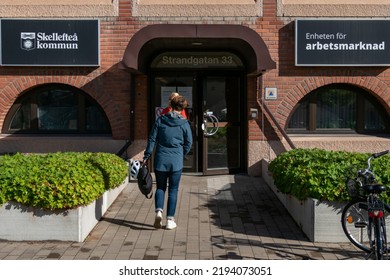 Skelleftea, Sweden Aug 22, 2022 A Sign In Swedish Says 