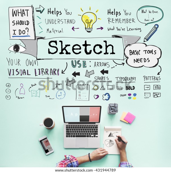 Sketch Notes Creative Drawing Design Graphic Stock Photo