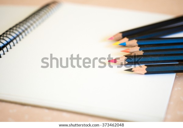 Sketch Pad Colored Pencils A Whitepapered Stock Photo Edit