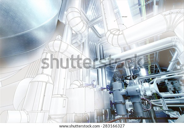 Sketch Piping Design Mixed Industrial Equipment Stock Photo (Edit Now ...