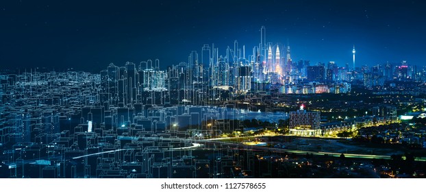 Sketch and real mix urban cityscape scene , development and real estate business concept , mixed media . - Shutterstock ID 1127578655