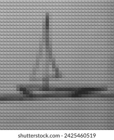 Sketch of a sailboat, lego texture background