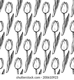 Sketch tulip, vintage seamless pattern - Shutterstock ID 200610923