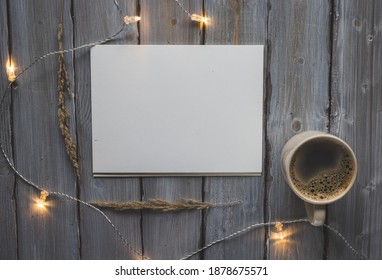 
sketchbook on white wood background 