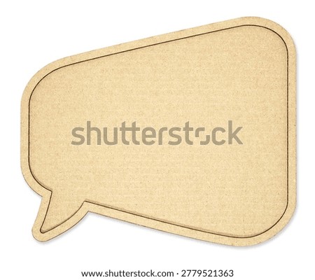 Skewed Speech Bubble Solid Kraft Paper with Soft Shadow Isolated on White Background