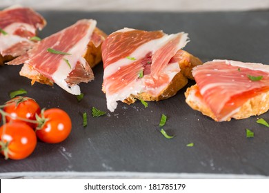 Skewer Iberico Ham With His Bread With Tomato