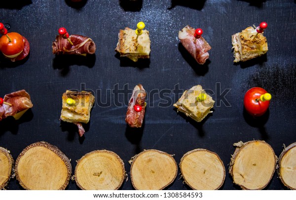 Skewers Food Bread Bacon Tomatoes On Stock Photo Edit Now 1308584593