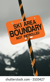 Ski Area Trail Boundary Sign.