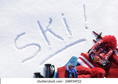 Ski Background : Writing In Snow.