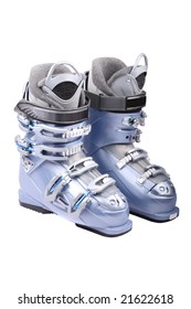 Ski Boots Are Isolated On The White