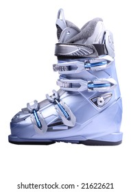 Ski Boots Are Isolated On The White