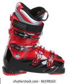 Ski Boots Isolated On White Background.