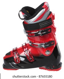 Ski Boots Isolated On White Background.