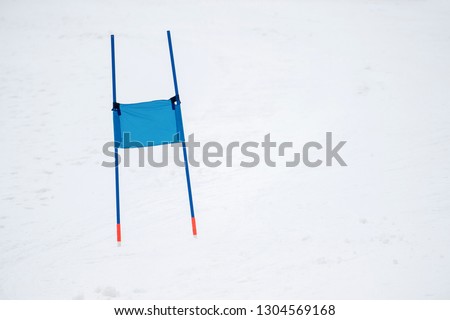 Ski gates with flag blue parallel slalom