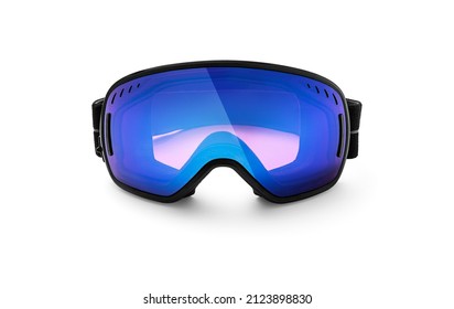 Gafas de esquí aisladas en blanco, incluido el camino de recorte