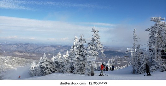 Ski Hill In Vermont Mountains.