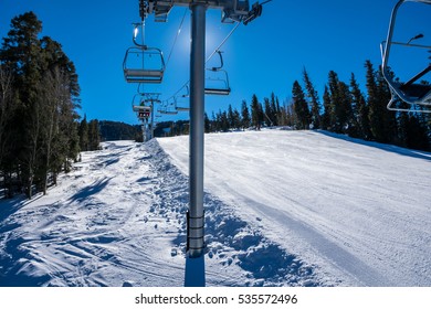 Ski Lift Heading Up The Mountain At Red River Ski Resort In Northern New Mexico In The Southern Rocky Mountains Winter Sports 