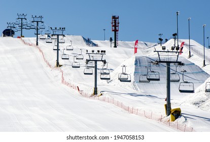 Ski Lift At A Ski Resort Closed For Maintenance