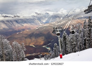 Ski Lift In Sochi Krasnaya Polyana