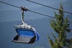 A Ski Lift In The Summer, Spindleruv Mlyn, Czech Republic, Modern Cable Car, Nature, National Park, People,  Forest, Nature, Environment, Restrictions, Tourism, Summer Season, Tourists, Industry,hotel