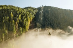 The Ski Lift Takes Tourists To The Top Of Seceda Mountain. 